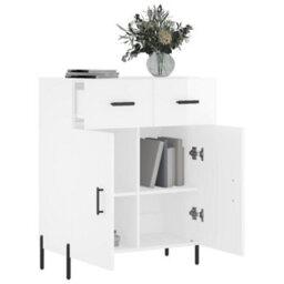 Berkfield Modern Sideboard High Gloss White 69.5X34X90 Cm Engineered Wood - thumbnail 4