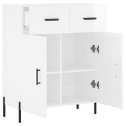 Berkfield Modern Sideboard High Gloss White 69.5X34X90 Cm Engineered Wood - thumbnail 5