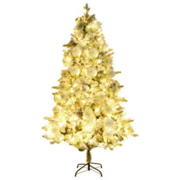 Berkfield Christmas Tree With Flocked Snow&leds&cones 225 Cm Pvc&pe - thumbnail 2