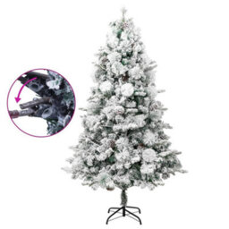 Berkfield Christmas Tree With Flocked Snow&leds&cones 225 Cm Pvc&pe - thumbnail 3