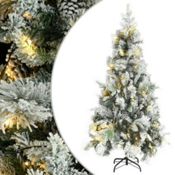Berkfield Christmas Tree With Flocked Snow&leds&cones 225 Cm Pvc&pe