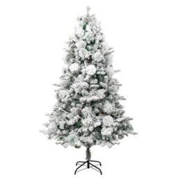 Berkfield Christmas Tree With Flocked Snow&leds&cones 225 Cm Pvc&pe - thumbnail 4