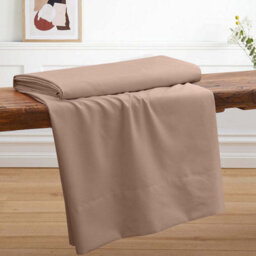 Ameha Egyptian 100% Cotton Beige Flat Sheet Hotel Quality Comfortable Bed Sheets Single Size Flat Bed Sheet (175X275 Cm) - thumbnail 9