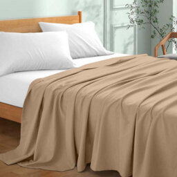 Ameha Egyptian 100% Cotton Beige Flat Sheet Hotel Quality Comfortable Bed Sheets Single Size Flat Bed Sheet (175X275 Cm) - thumbnail 7