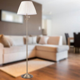 First Choice Lighting Set Of 2 Antique Brass Swing Arm Floor Lamps With White Pleated Shades - thumbnail 9