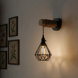 Vintage Wood Wall Lamp Black E27 Sconce Lights,industrial Wall Lighting For Living Room, Bedrooms, Hallway Without Bulb - thumbnail 3