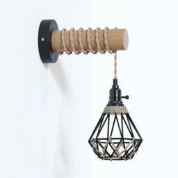 Vintage Wood Wall Lamp Black E27 Sconce Lights,industrial Wall Lighting For Living Room, Bedrooms, Hallway Without Bulb - thumbnail 5