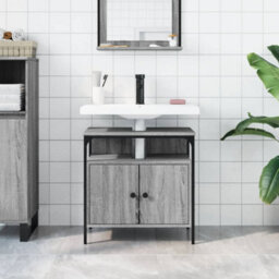 Berkfield Bathroom Sink Cabinet Grey Sonoma 60X30X60 Cm Engineered Wood - thumbnail 3