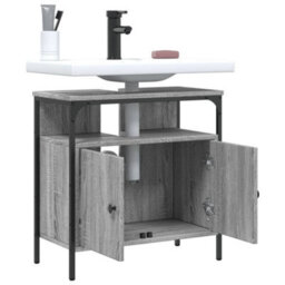 Berkfield Bathroom Sink Cabinet Grey Sonoma 60X30X60 Cm Engineered Wood - thumbnail 4