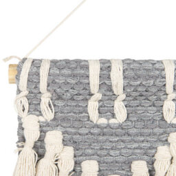 Wyld And Coco Handwoven Cotton Wall Hanging Grey With Beige Tassels - Vertical Bohemian Wall Decor W60 X D1 X H106Cm - thumbnail 5