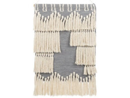 Wyld And Coco Handwoven Cotton Wall Hanging Grey With Beige Tassels - Vertical Bohemian Wall Decor W60 X D1 X H106Cm - thumbnail 1