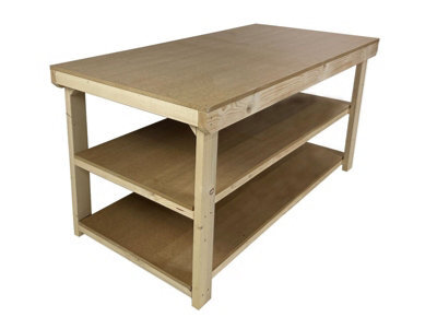 Arbor Garden Solutions Workbench Mdf Top, Large Heavy-Duty Table (H-90Cm, D-90Cm, L-150Cm) With Double Shelf - image 1