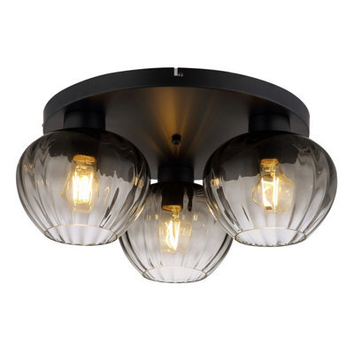 Luminosa Lighting Luminosa Toy Globe Ceiling Light Matt Black Smoke Glass Shade 3X E27 - image 1