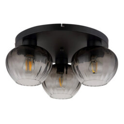 Luminosa Lighting Luminosa Toy Globe Ceiling Light Matt Black Smoke Glass Shade 3X E27 - thumbnail 2