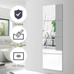 16 Pcs Mirror Tiles Wall Sticker Square Self Adhesive Stick - thumbnail 4