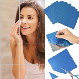16 Pcs Mirror Tiles Wall Sticker Square Self Adhesive Stick - thumbnail 3