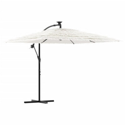Berkfield Durable Garden Parasol With Steel Pole White 246X246X230 Cm