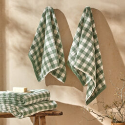 Yard Barton Gingham Check 100% Cotton Bath Towel, Forest Green, 70 X 130Cm - thumbnail 4