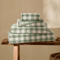 Yard Barton Gingham Check 100% Cotton Bath Towel, Forest Green, 70 X 130Cm - thumbnail 1