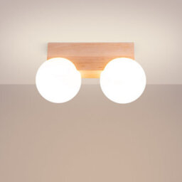Luminosa Lighting Luminosa Bulbo Globe Ceiling Light Natural Wood, White 2X G9 - thumbnail 2