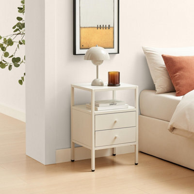 Furniturebox Uk Lykke Cream Metal Storage Bedside Table - image 1