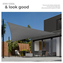 Tectake Shade Sail - Triangular With Uv Protection 50+, Water-Repellent, Grey - 6 X 6 X 6 M - Grey - thumbnail 4
