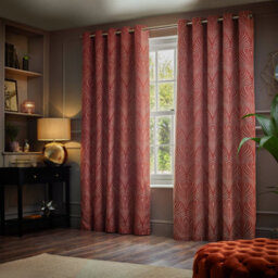 Paoletti Gatsby Jacquard Room Darkening Eyelet Curtain Pair Terracotta (W)117Cm X (D)183Cm - thumbnail 5