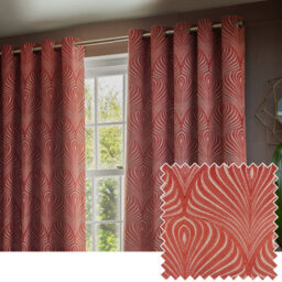 Paoletti Gatsby Jacquard Room Darkening Eyelet Curtain Pair Terracotta (W)117Cm X (D)183Cm - thumbnail 6