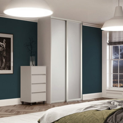 Spacepro Shaker 1 Panel Matt White Sliding Wardrobe Door Set Of 2 (H)2220mm (W)1753mm - image 1