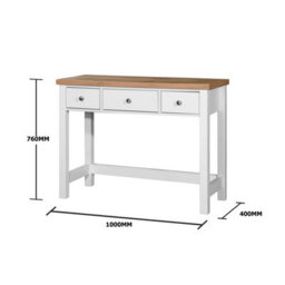 Timber Art Design Astbury 3 Drawer Dressing Table Vanity  Makeup Desk White And Oak - thumbnail 8