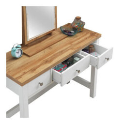 Timber Art Design Astbury 3 Drawer Dressing Table Vanity  Makeup Desk White And Oak - thumbnail 5