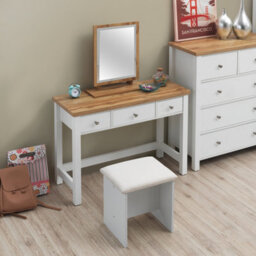 Timber Art Design Astbury 3 Drawer Dressing Table Vanity  Makeup Desk White And Oak - thumbnail 3