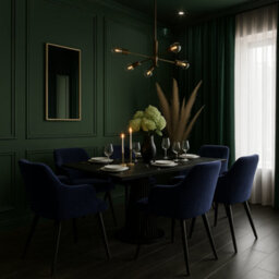 Madison & Mayfair Set Of 2 Aldridge Dining Chair With Black Leg In Terry Blue