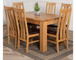 That's Furniture Dakota 127 X 82 Cm Chunky Oak Small Dining Table And 6 Chairs Dining Set With Princeton Chairs