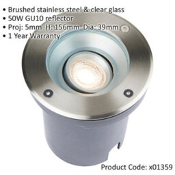 2 Pack Recessed Outdoor Ip67 Round Ground Light - 50W Gu10 - Stainless Steel - thumbnail 2