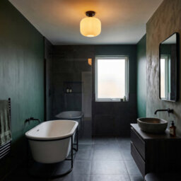 Happy Homewares Matte Black Bathroom Ceiling Light With Opal Ribbed Glass Shade - thumbnail 6