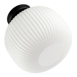 Happy Homewares Matte Black Bathroom Ceiling Light With Opal Ribbed Glass Shade - thumbnail 3