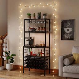 Wine Organizer Bar Multi Tier Bakers Rack With Power Outlet - thumbnail 5