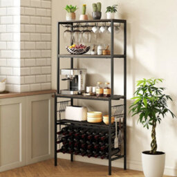 Wine Organizer Bar Multi Tier Bakers Rack With Power Outlet - thumbnail 6