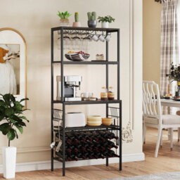 Wine Organizer Bar Multi Tier Bakers Rack With Power Outlet - thumbnail 4