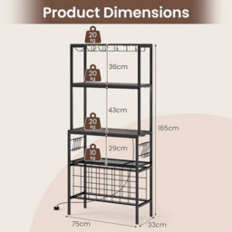 Wine Organizer Bar Multi Tier Bakers Rack With Power Outlet - thumbnail 2
