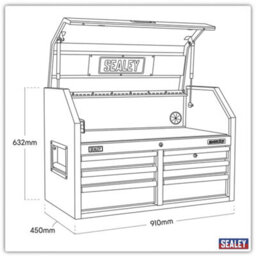 Sealey Topchest 6 Drawer 910mm With Soft Close Drawers & Power Strip Ap3607Be - thumbnail 9