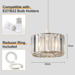 Harper Living Easy Fit Pendant Shade, Chrome Ceiling Light Shade With Diameter 23Cm - Modern Lampshade - thumbnail 7