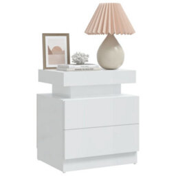 Berkfield Bedside Cabinet High Gloss White 45X35X52 Cm Engineered Wood - thumbnail 3