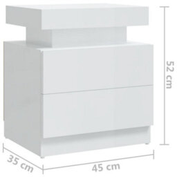 Berkfield Bedside Cabinet High Gloss White 45X35X52 Cm Engineered Wood - thumbnail 7