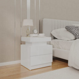 Berkfield Bedside Cabinet High Gloss White 45X35X52 Cm Engineered Wood - thumbnail 1