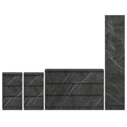 Zita Grey Marble Effect 4Pc Bedroom Set - 1-Door Wardrobe, Wide Chest & 2 Bedside Tables, Contemporary Bedroom Storage Solution - thumbnail 5