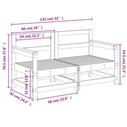 Walplus Outdoor Garden Corner Sofa For Patio Balcony Poolside Furnitures 2 Pcs Black Solid Wood Pine - Cushion Not Included - thumbnail 7