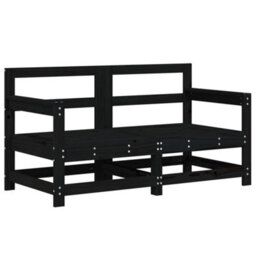 Walplus Outdoor Garden Corner Sofa For Patio Balcony Poolside Furnitures 2 Pcs Black Solid Wood Pine - Cushion Not Included - thumbnail 2