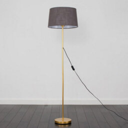 Valuelights Charles Gold Floor Lamp With Grey Linen Shade And Bulb - thumbnail 5